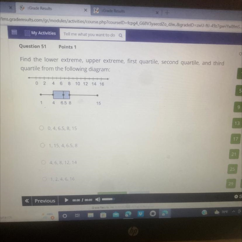 Find a lower extreme upper extreme first quartile second-quarter and third-quarter-example-1