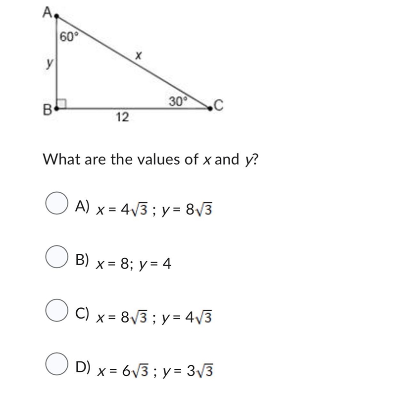 What are the values of x and y? Figure and answers shown below.-example-1