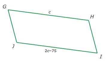 Solve for Value of C in parallelogram GHIJ 1) C=55 2) C=75 3) C=85 4) C=150-example-1