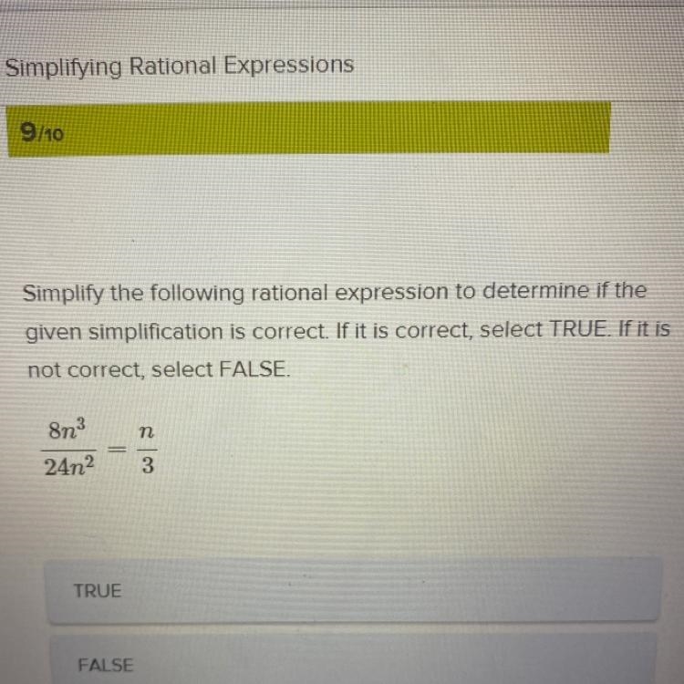 Simplify the following rational expression to determine if thegiven simplification-example-1