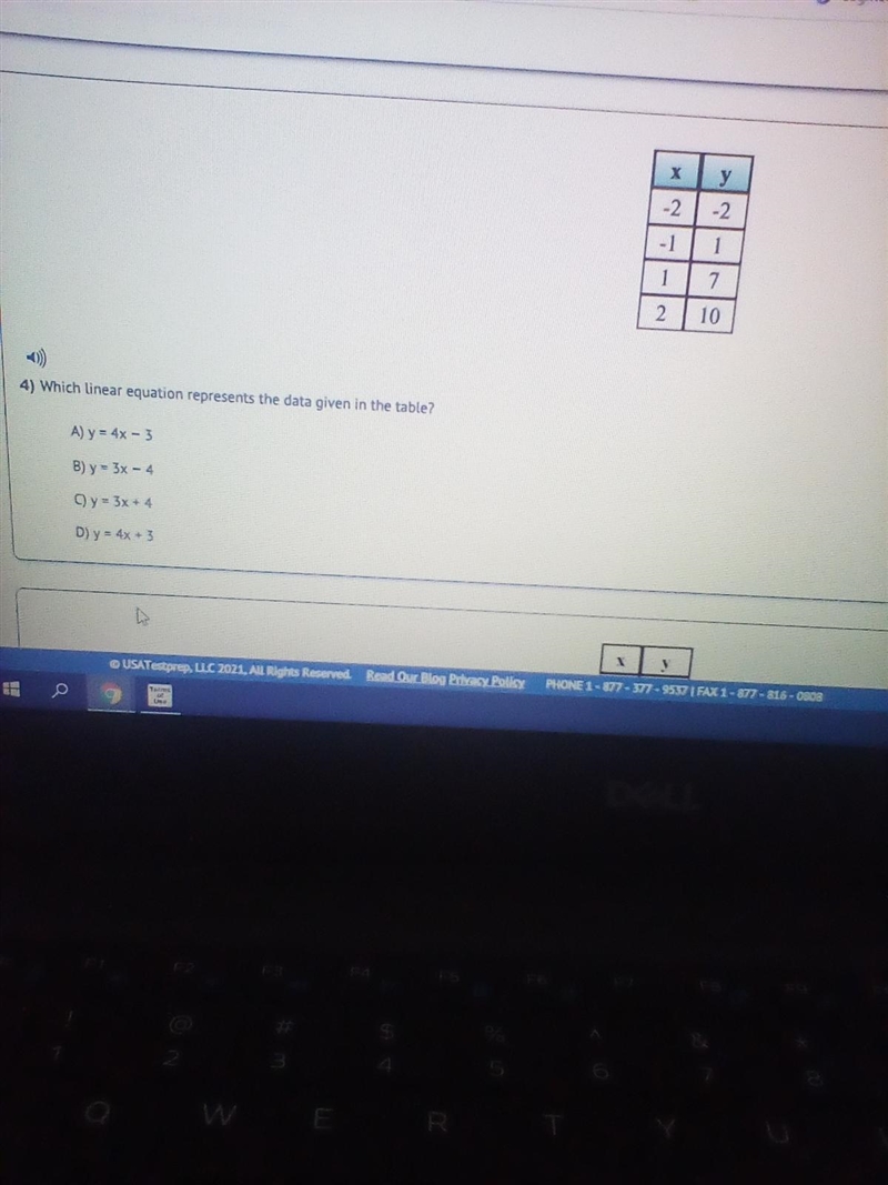 !20 POINTS! Which linear equation represents the data given in the table?-example-1