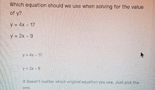 Which equation should we use when solving for value of x-example-1