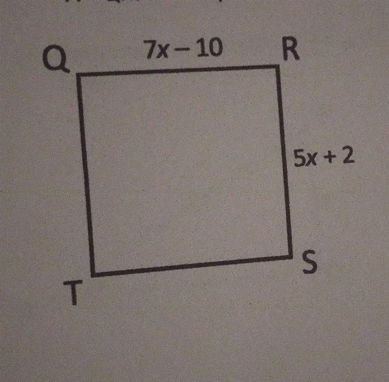 QRST is a square use the properties of a square to find the value of x-example-1