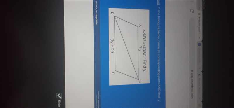 Exit Ticket in the triangles below, name all corresponding parts AND find "y-example-1