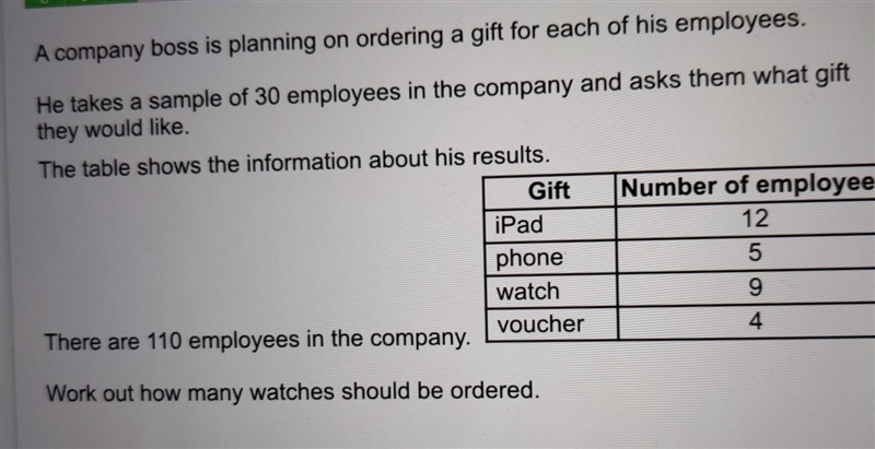 A company boss is planning on ordering a gift for each of his employees. He takes-example-1