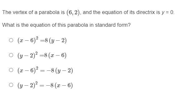 What is the equation of this parabola in standard form?-example-1