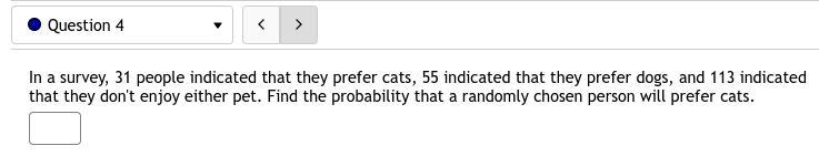 4. In a survey, 31 people indicated that they prefer cats, 55 indicated that they-example-1