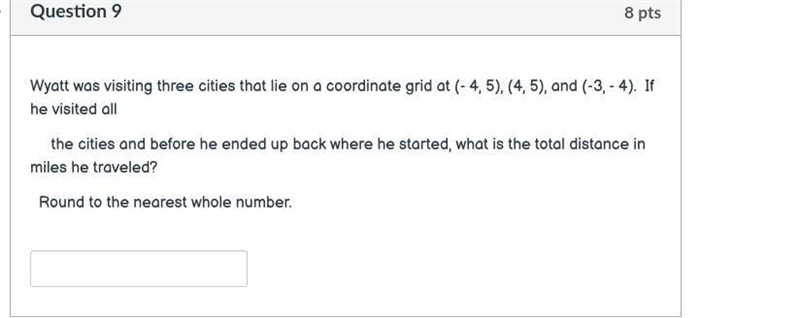 Wyatt was visiting three cities that lie on a coordinate grid at....-example-1