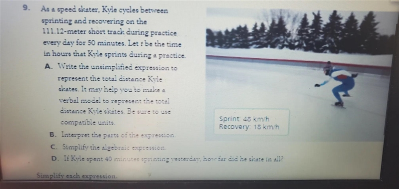 9. As a speed skater, Kyle cycles between sprinting and recovering on the 111.12-meter-example-1