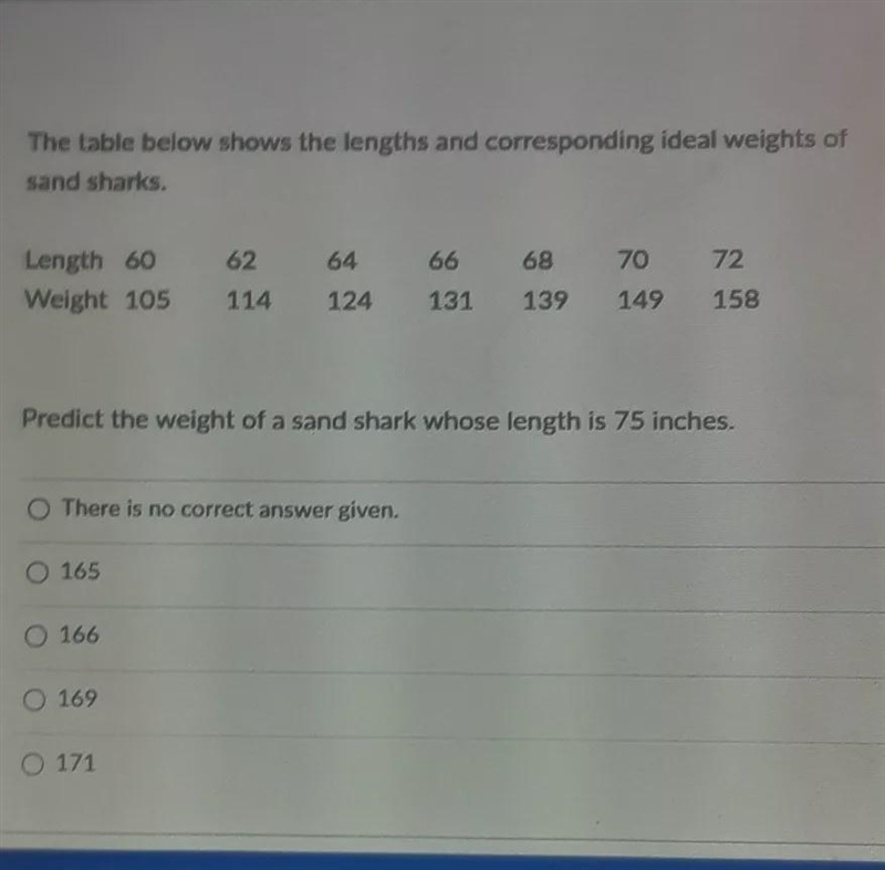 Predict the weight of a sand shark whose length is 75 inches .-example-1