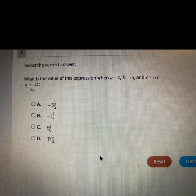 What is the value of this expression when a = 4, b= -5, and c =-7? a + 2bc/3a-example-1