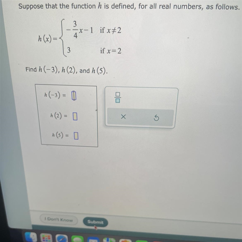 Suppose that the function h is defined, For all real numbers, as follows Please help-example-1