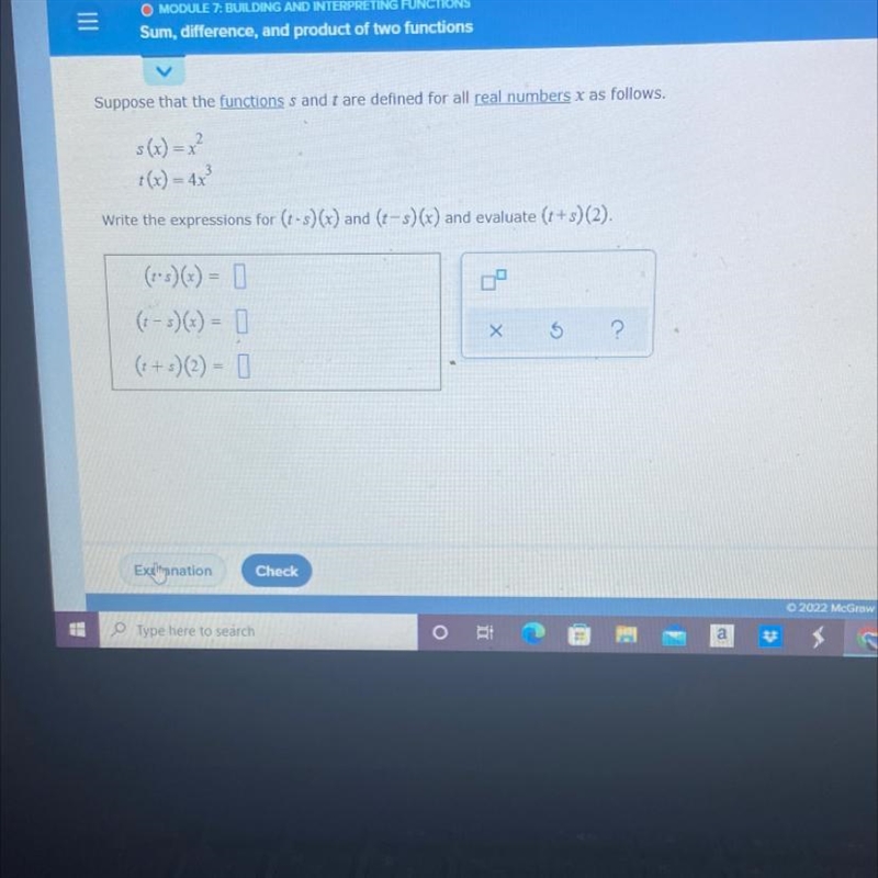 Suppose that the functions s and are defined for all real numbers x as follows. s-example-1