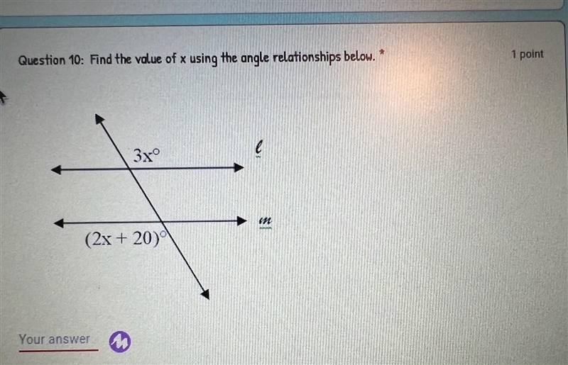 Find the value of x using the angle relationships below-example-1