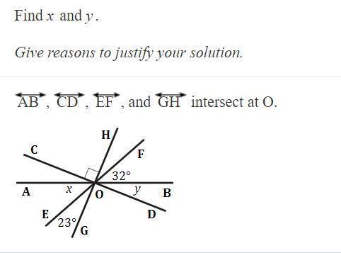 Find x and y. Give reasons to justify your solution-example-1