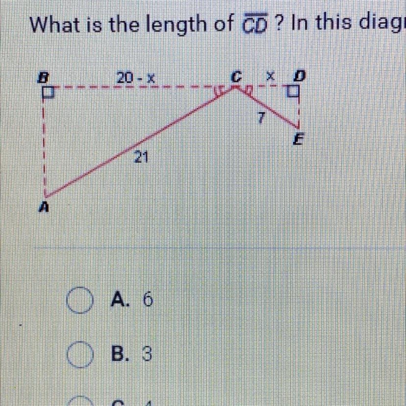 Question 7 of 10What is the length of CD? In this diagram, AABC ~ AEDC.20-XX21AO A-example-1