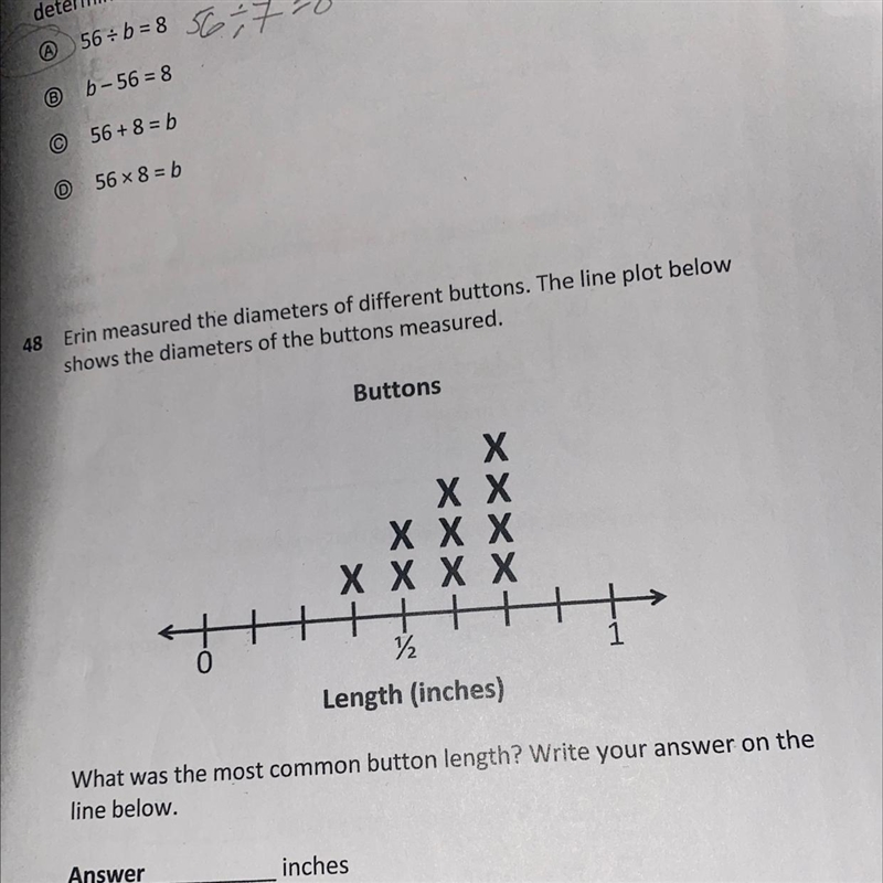 What was the most common button length? Write your answer on the line below.Answer-example-1