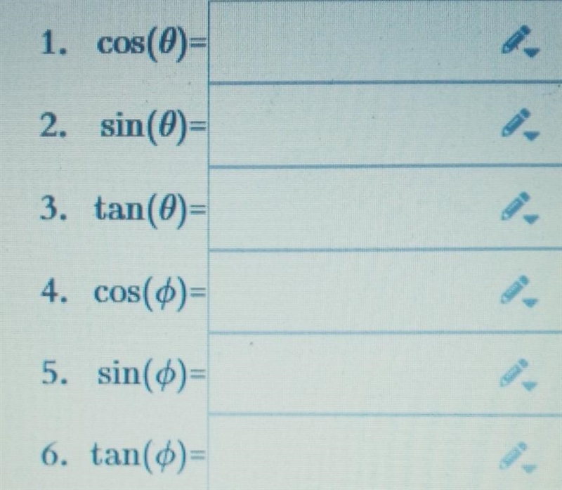 Suppose x = 15, y = 8 and z = 17. Find the following and enter exact answers as fractions-example-1