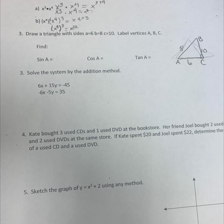 Draw a triangle with sides a=6 b=8 c=10 label vertices A B C number 3-example-1