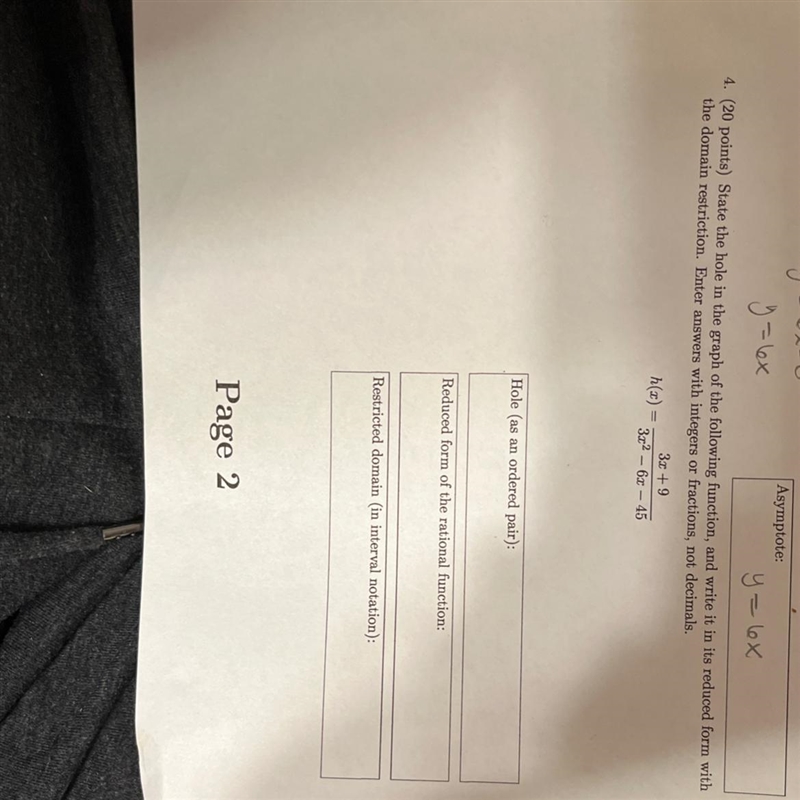 Answer question 4. Fine the hole reduced form and restricted domain-example-1