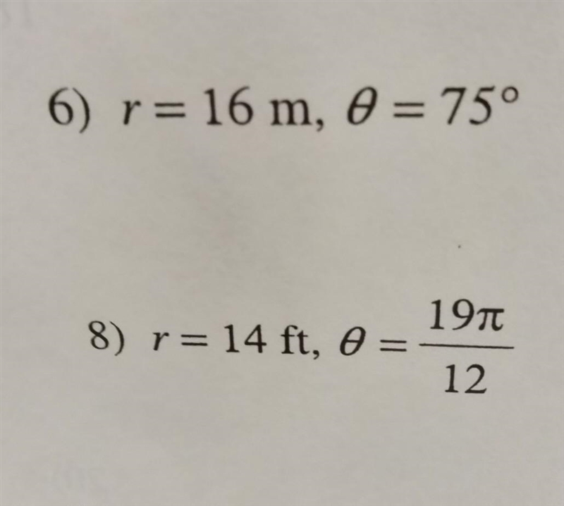 Find the area of each Arc. Round your answer to the nearest tenth. Part 2. NO LINKS-example-1