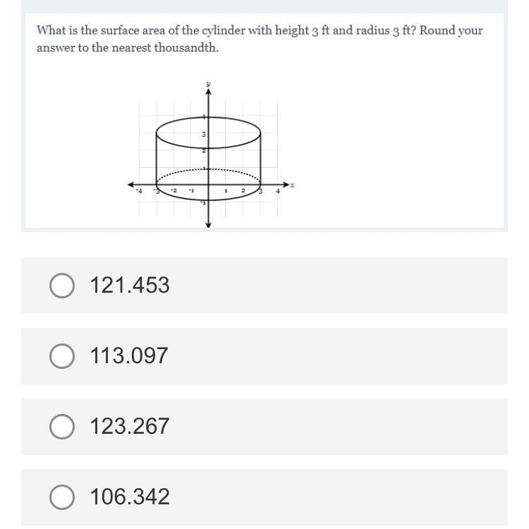 What is the surface area of the cylinder with height 3 ft and radius 3 ft ? Round-example-1