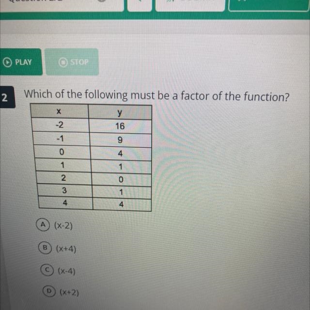 Which of the following must be a factor of the function-example-1