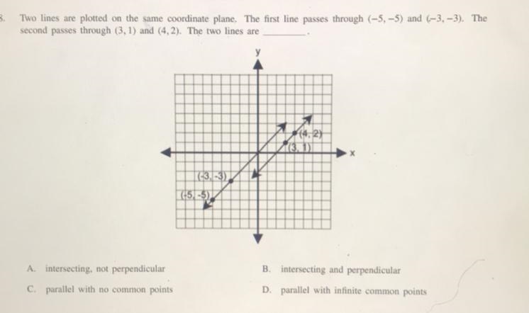 Two lines are plotted on the same coordinate plane. The first line passes through-example-1