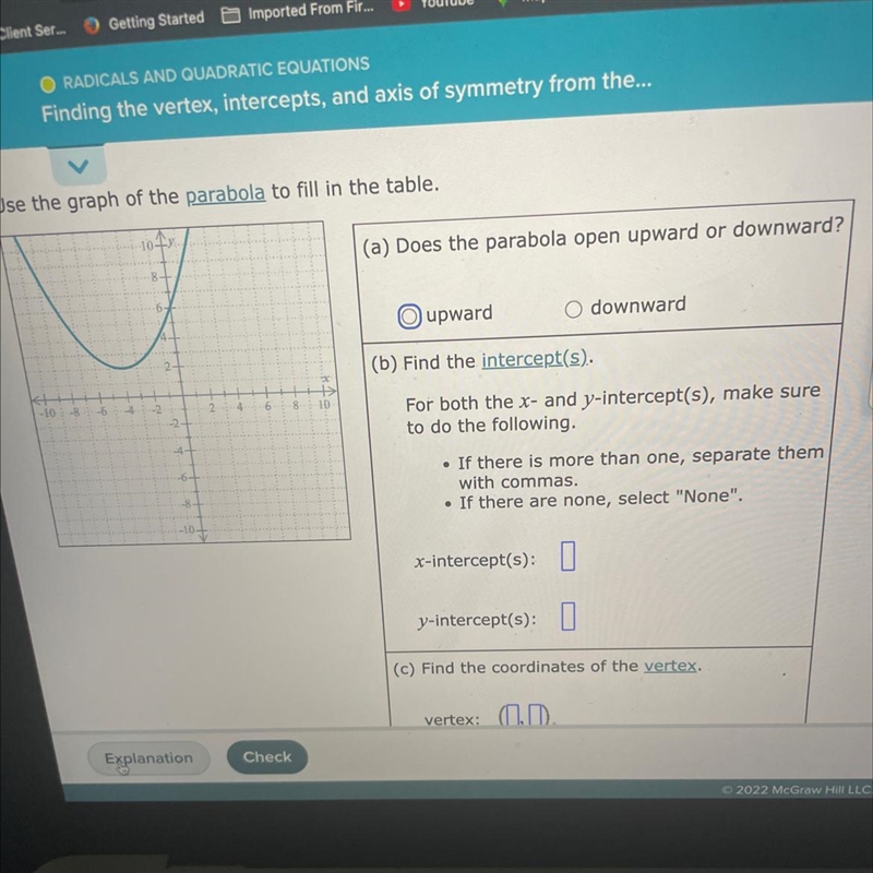 Use the graph of the parabola to fill in the table. Also, I need help finding the-example-1