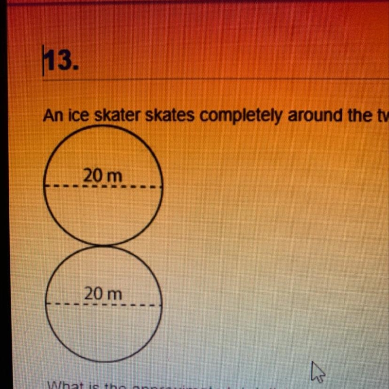 An ice skater skates completely around the two circles shown in the picture. Each-example-1