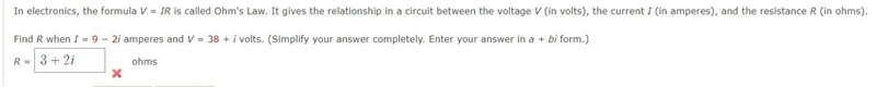 In electronics, the formula V = IR is called Ohm's Law. It gives the relationship-example-1