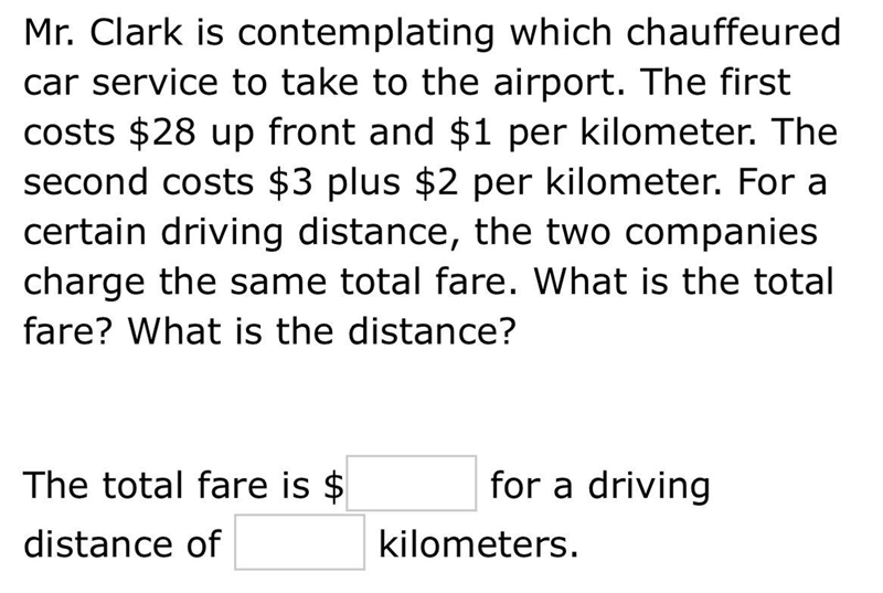 Mr. Clark is contemplating which chauffeured car service to take to the airport. The-example-1