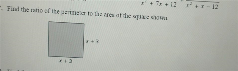 Find the ratio of the primeter to the area of the square-example-1