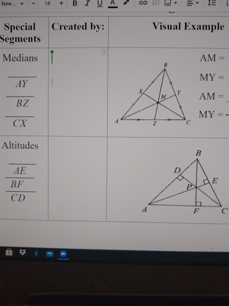 In this chart, can you please figure out how the Medians AY, BZ, and CX are created-example-1