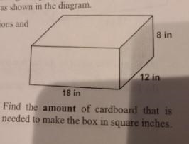 Find the amount of cardboard that is needed to make the box in square inches-example-1