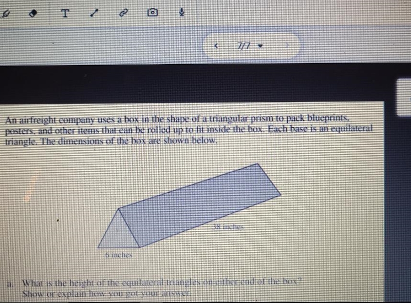 An airfreight company uses a box in the shape of a triangular prism to pack blueprints-example-1