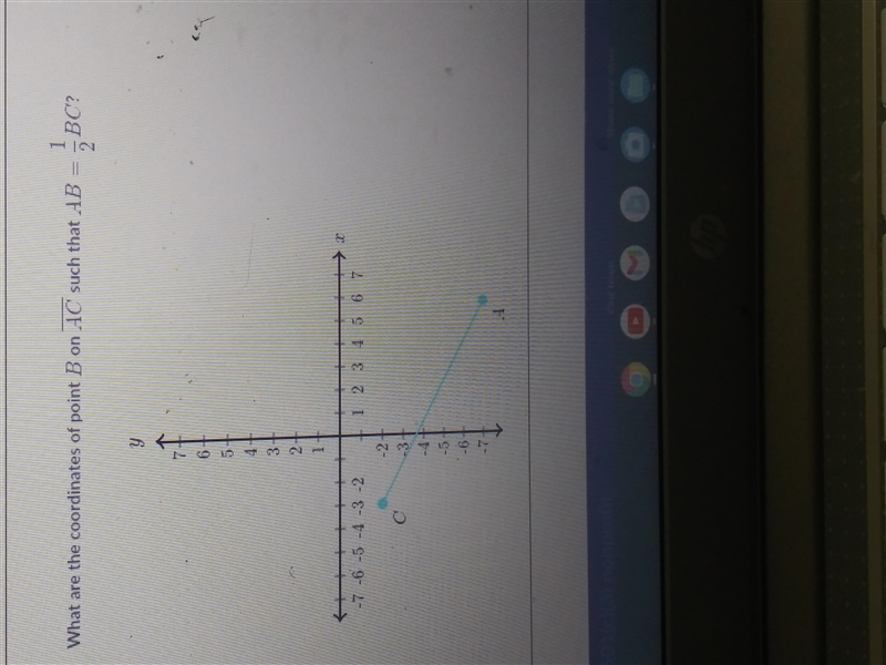 What are the coordinates of point B on AC such that AB BC'? y 7 5 2 1+ + 1 ) > I-example-1