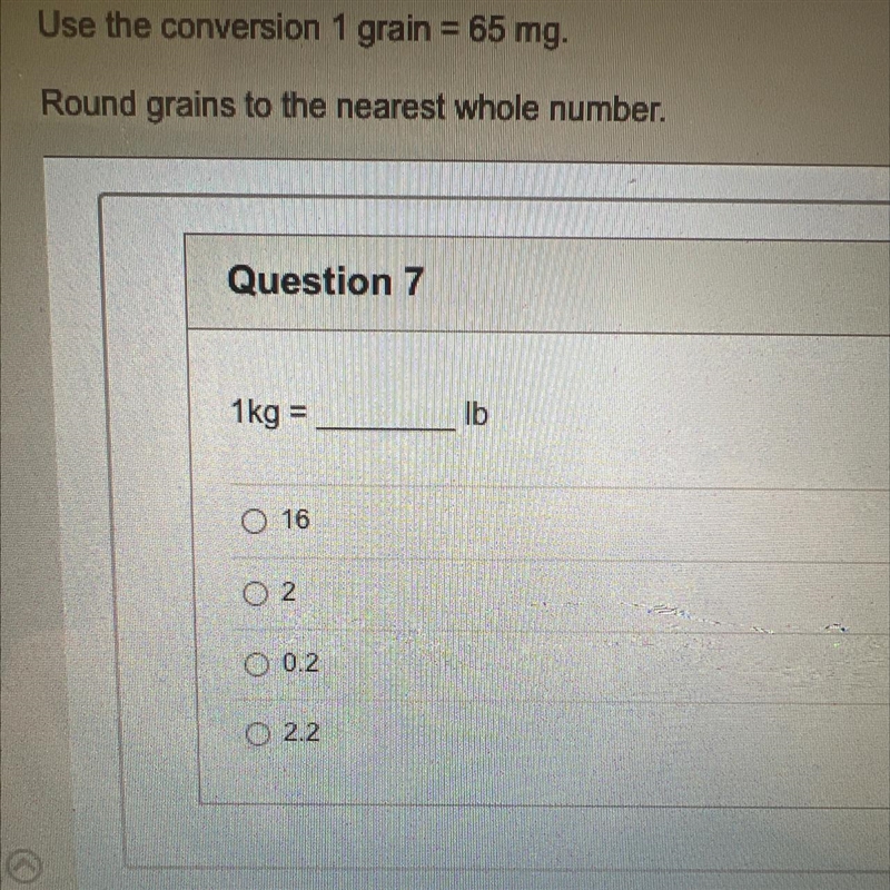 Use the conversion one grain equals 65 mg around grains to the nearest whole number-example-1