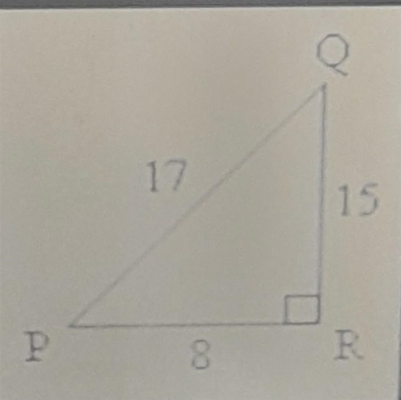 which one of the following statements is true. a) tan Q =15/8 B) Cos P = 8/15 C) Sin-example-1