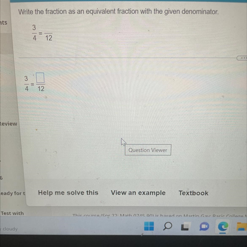 Write the fraction as equivalent fraction with the given denominator-example-1