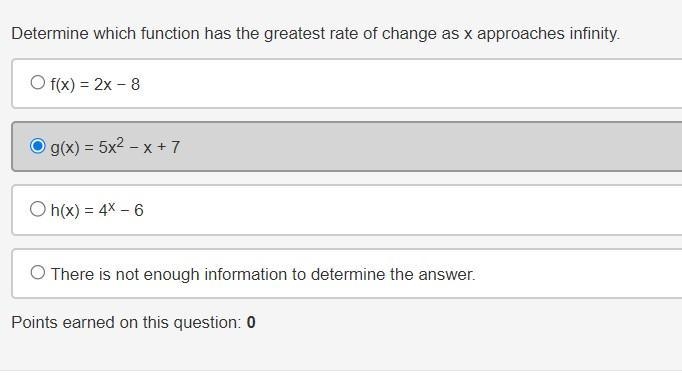 Determine which function has the greatest rate of change as x approaches infinity-example-1