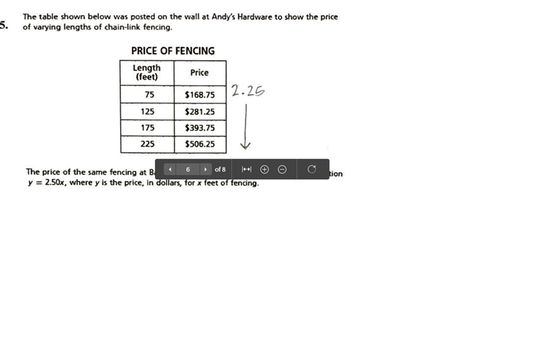 The price of the same fencing at Bargain Hardware can be determined by the equation-example-1