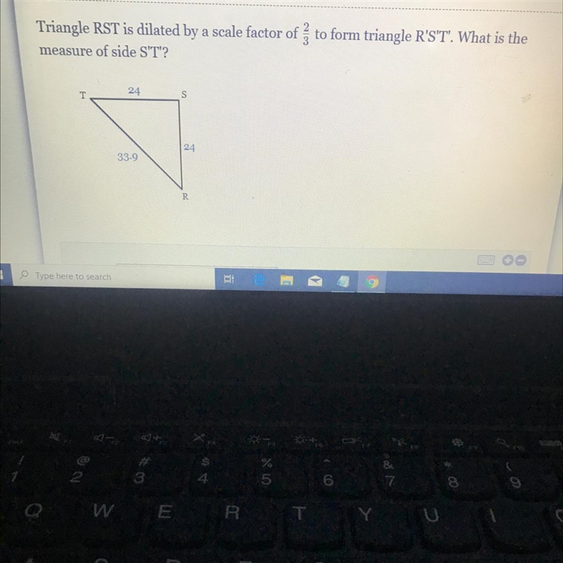 Triangle RST is dilated by a scale factor of 2/3 to form triangle R’S’T’. What is-example-1