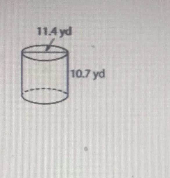 Using 3.14 for it, what is the volume of the cylinder below to the nearest tenth? 11.4 yd-example-1