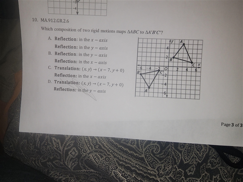 Which composition of two rigid motions maps ️ABC to ️A'B'C'-example-1