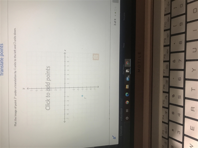 Plot the image of point P under a translation by 4 units to the left and 3 units down-example-1