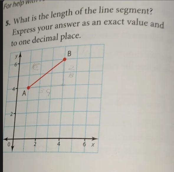 5. What is the length of the line segment? Express your answer as an exact value an-example-1