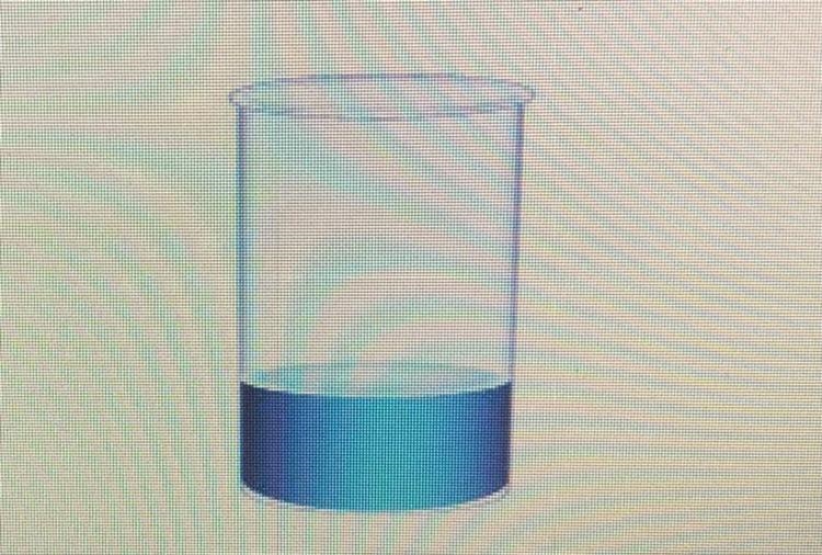 Approximately what portion of the beaker is filled? A - 3/10 B - 1/6 C- 3/4 D- 3/5-example-1