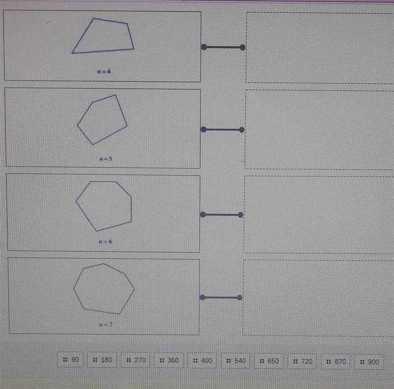 match the figure at the right with the number that represents the sum of the interior-example-1