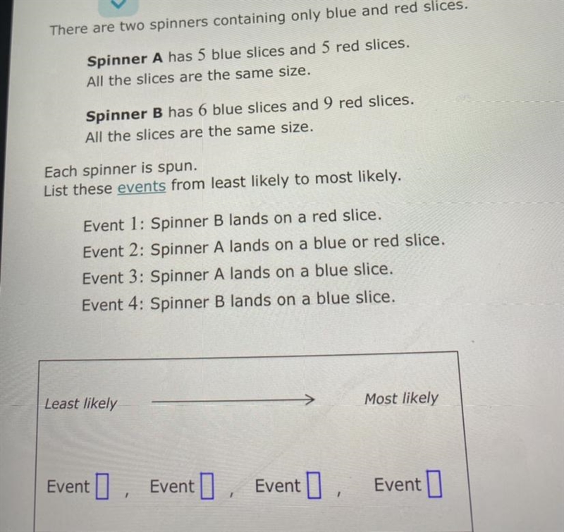 There are two spinners containing only blue and red slices.-example-1